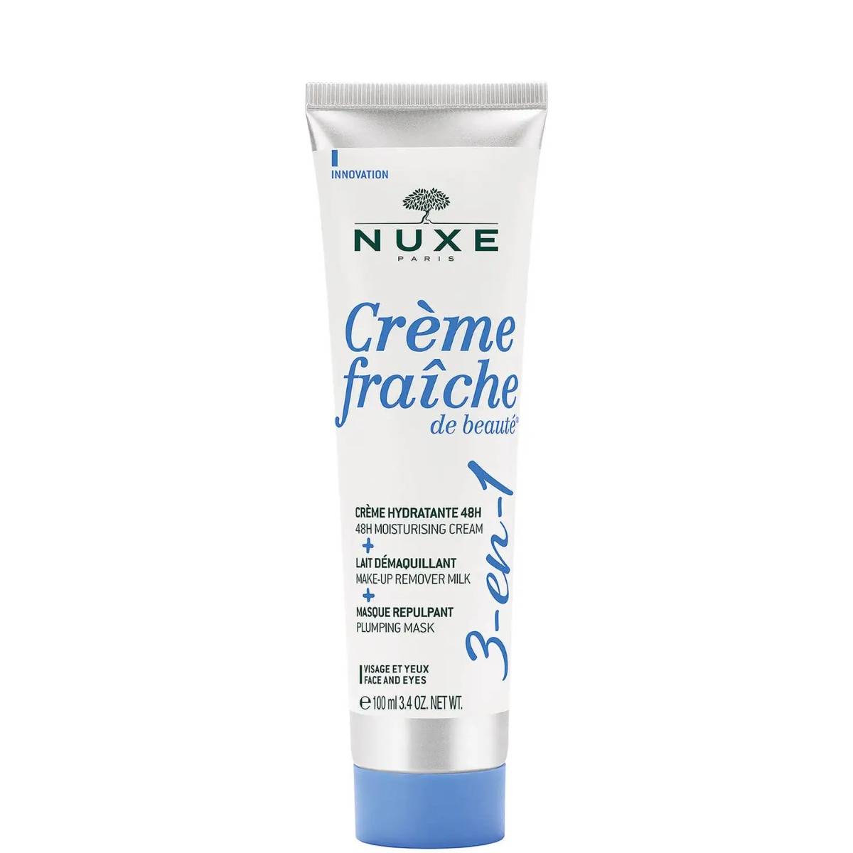 Nuxe, Creme Fraiche de Beaute, Feuchtigkeitsspendend, Creme, Make-up-Entferner Milch & aufpolsternde Maske 3-in-1, 100 ml *Tester
