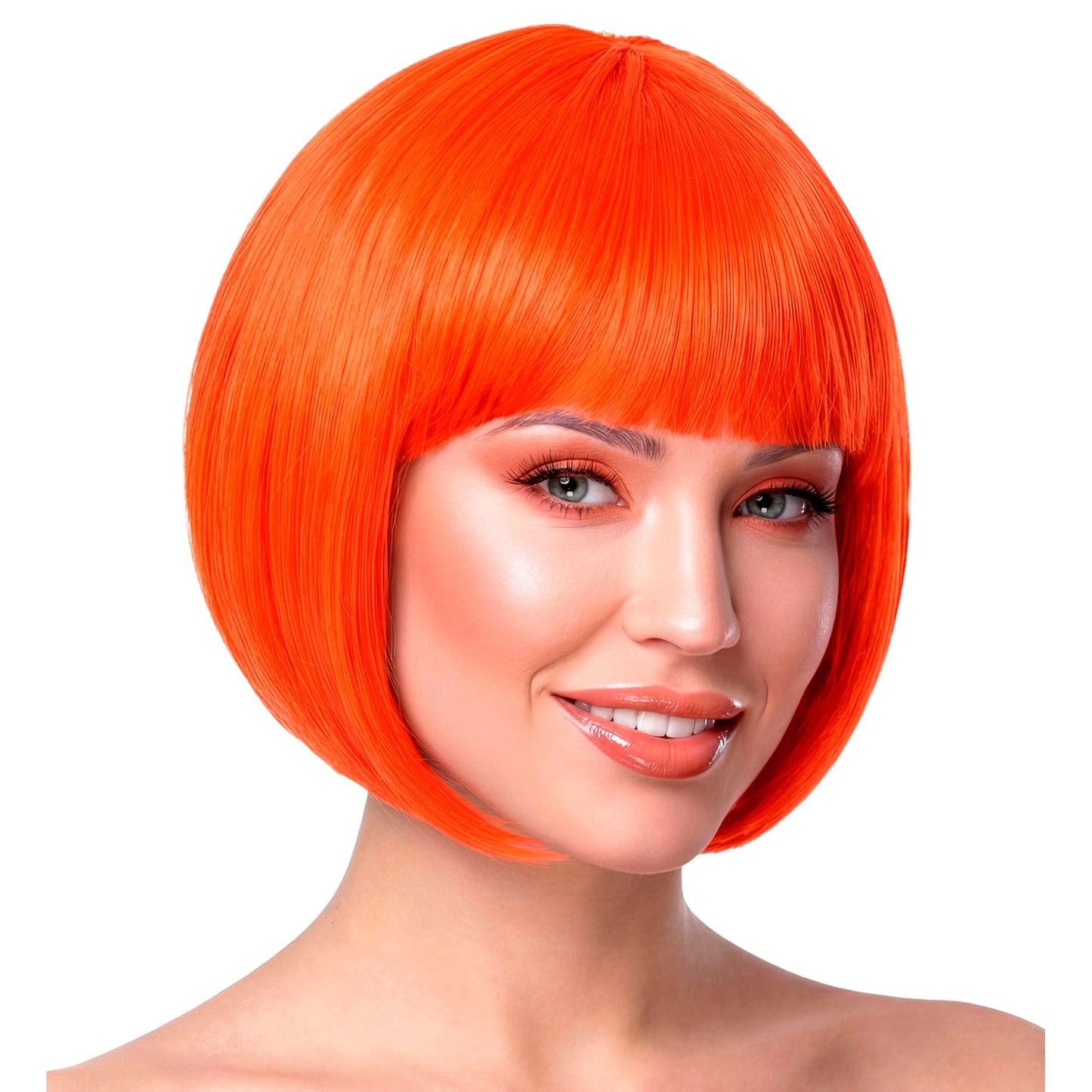 "ORANGEFARBENE CHANEL PERÜCKE" in Polybag – Vorderansicht