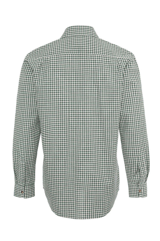 OS Trachten Herren Trachtenhemd – Grün Kariert, Baumwollmischung, Regular Fit - Fasnacht24.ch
