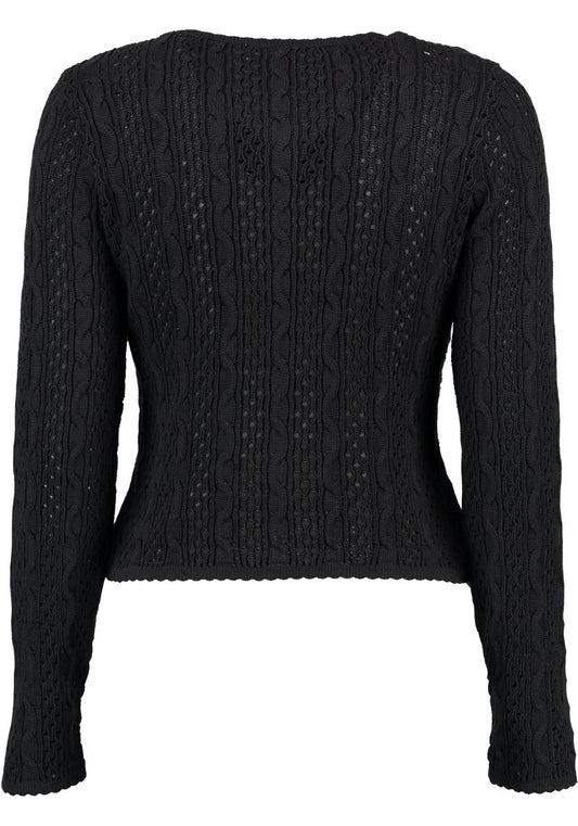 OS Trachten Damen Strickjacke – Kabelstrick, Schwarz, Langarm - Fasnacht24.ch