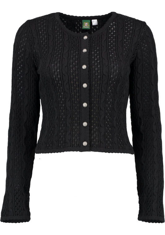 OS Trachten Damen Strickjacke – Kabelstrick, Schwarz, Langarm - Fasnacht24.ch