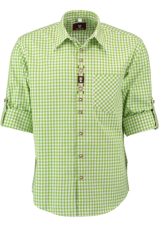 Plaid Hemd OS Trachten – Regular Fit, Langarm, Grün Weiß - Fasnacht24.ch