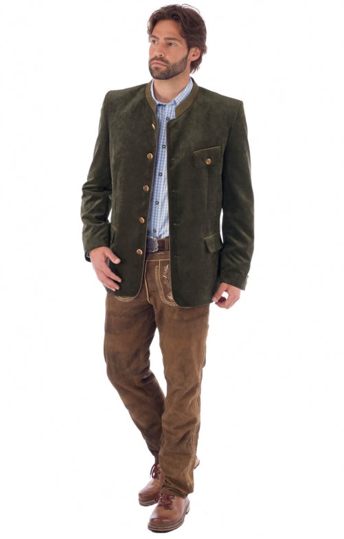 OS Trachten Herren Trachtenjanker – Grüner Cordjacke Mit Hornknöpfen - Fasnacht24.ch