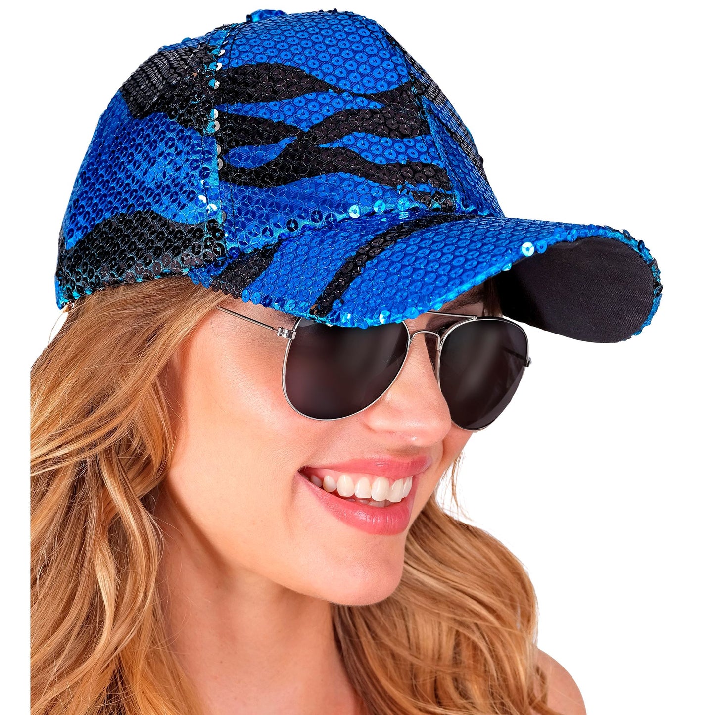 "PAILLETTEN BASECAP IN BLUE WAVES MUSTER" – Ansicht 5