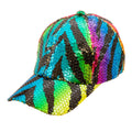 "PAILLETTEN BASECAP IN TIGERMUSTER REGENBOGEN" – Vorderansicht