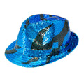 "PAILLETTEN FEDORA IN BLUE WAVES MUSTER" – Vorderansicht
