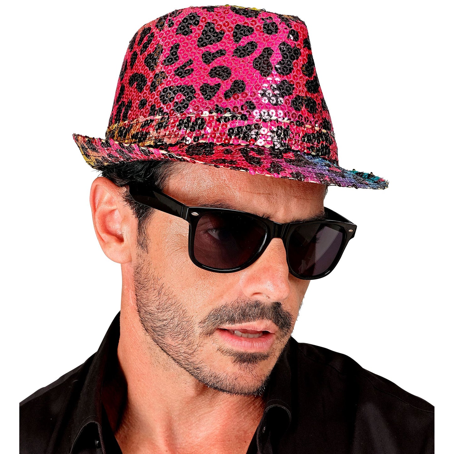 "PAILLETTEN FEDORA IN LEOPARDENMUSTER REGENBOGEN" – Ansicht 6