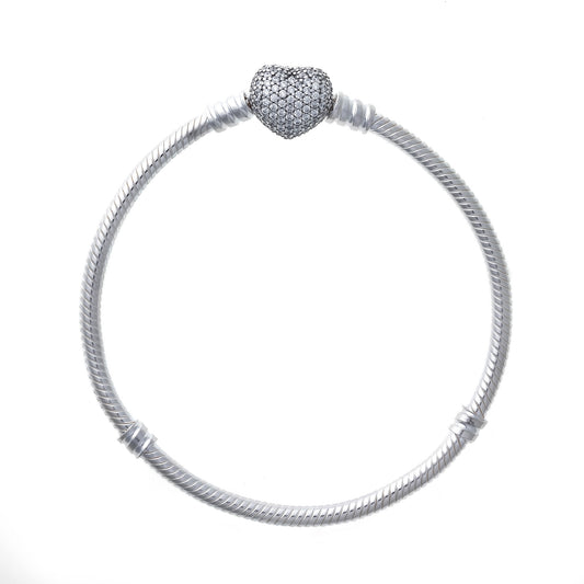 PANDORA Mod. MOMENTS SPARKLING PAVÉ HEART CLASP BRACELET 590727CZ-18 Schmuck Silber Silver 925°