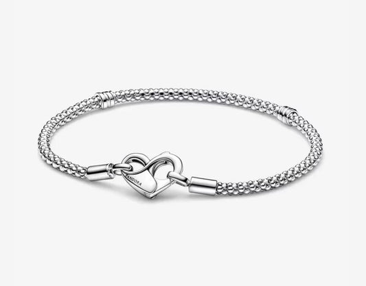 PANDORA MOMENTS STUDDED CHAIN BRACELET WITH HEART CLASP 592453C00-18 Schmuck Silber Silver 925°