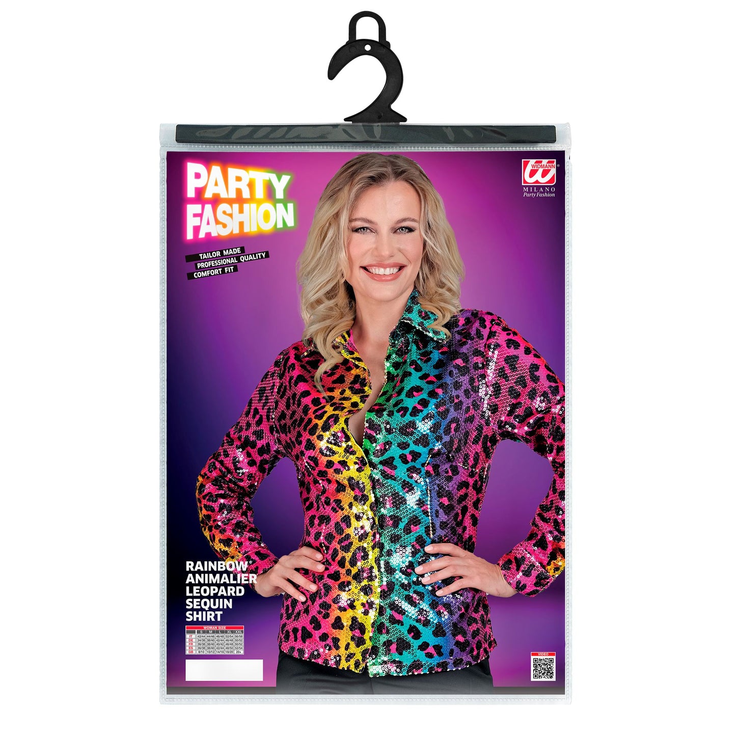 "PARTY FASHION BLUSE" (Paillettenbluse in Leopardenmuster Regenbogen) – Ansicht 5