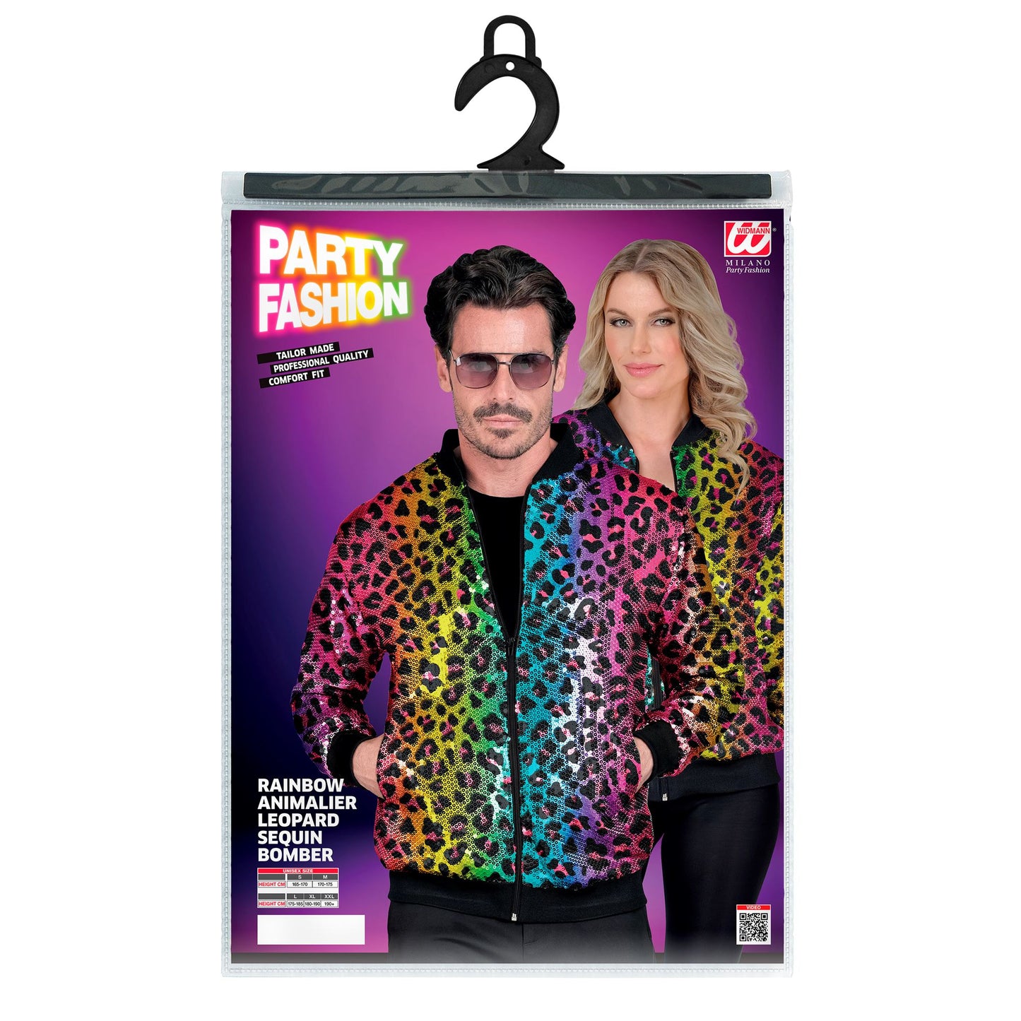 "PARTY FASHION BOMBERJACKE" (Pailletten Bomberjacke in Leopardenmuster Regenbogen) – Ansicht 4