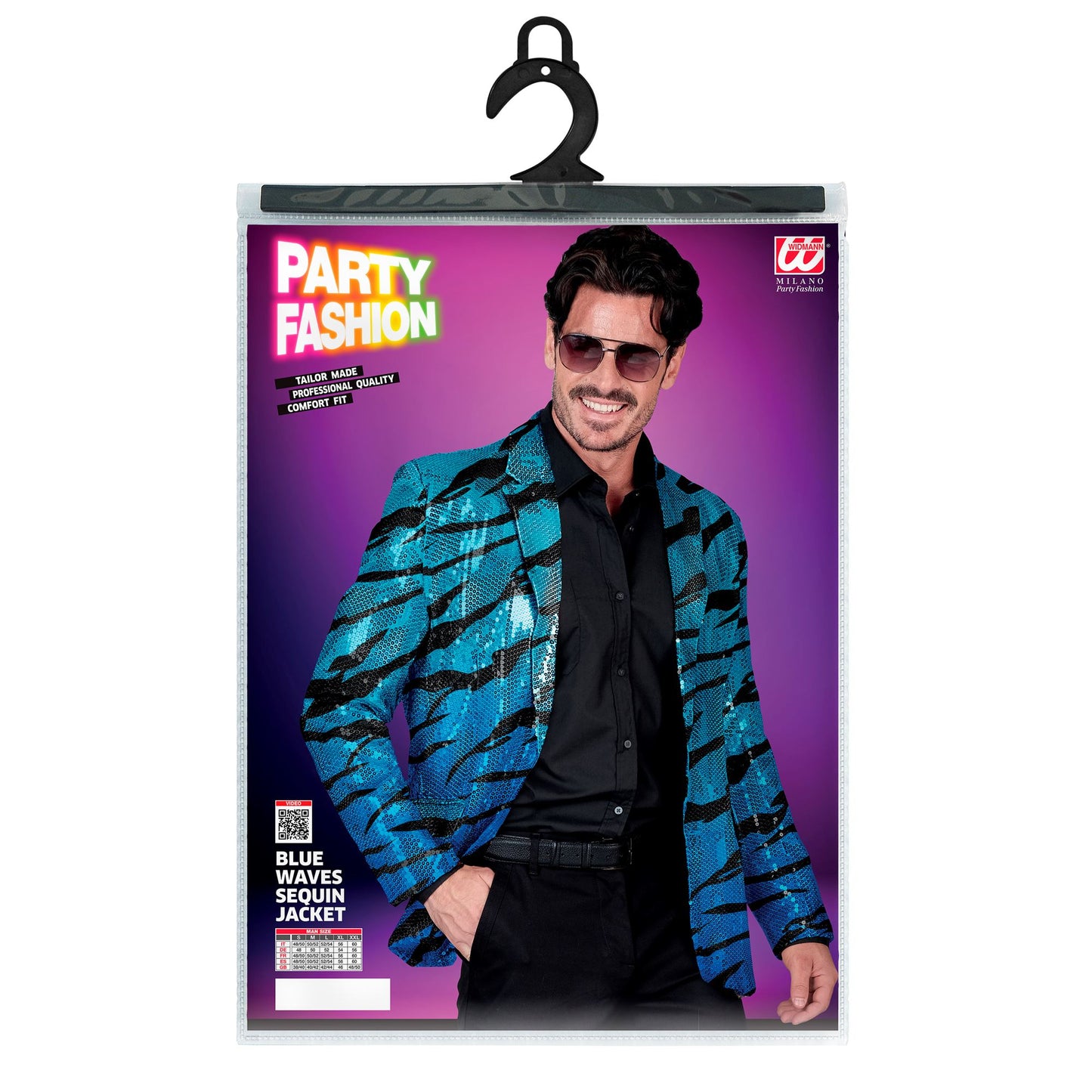 "PARTY FASHION JACKETT" (Pailletten Jackett in blue waves Muster) – Ansicht 4
