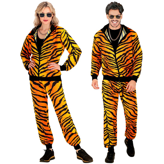 "PARTY FASHION TRAININGSANZUG MIT TIGERMUSTER" (Oberteil, Hose) – Vorderansicht