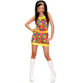 "PEACE & LOVE GIRL" aus Samt (Kleid, Gürtel, Stirnband) – Vorderansicht