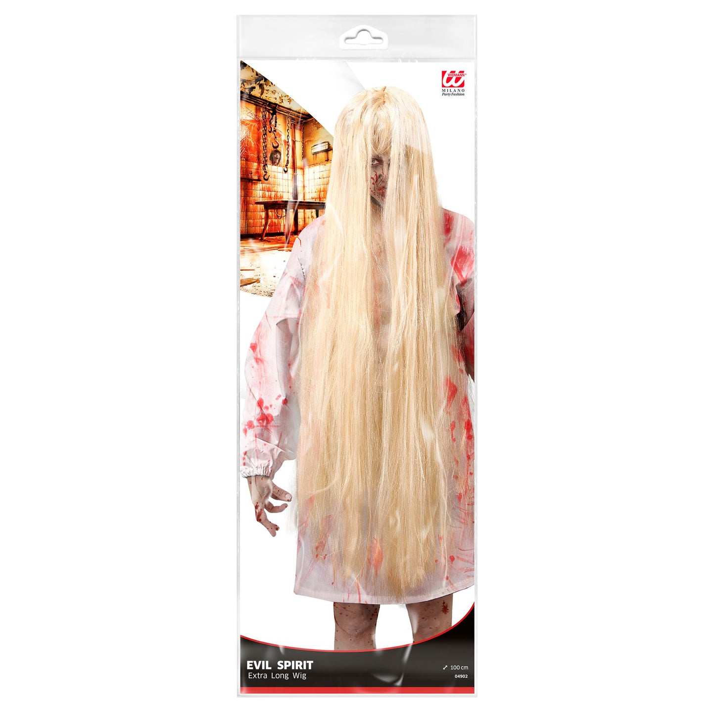"PERÜCKE BÖSER GEIST BLOND" - 100 CM - in Polybag – Detailansicht