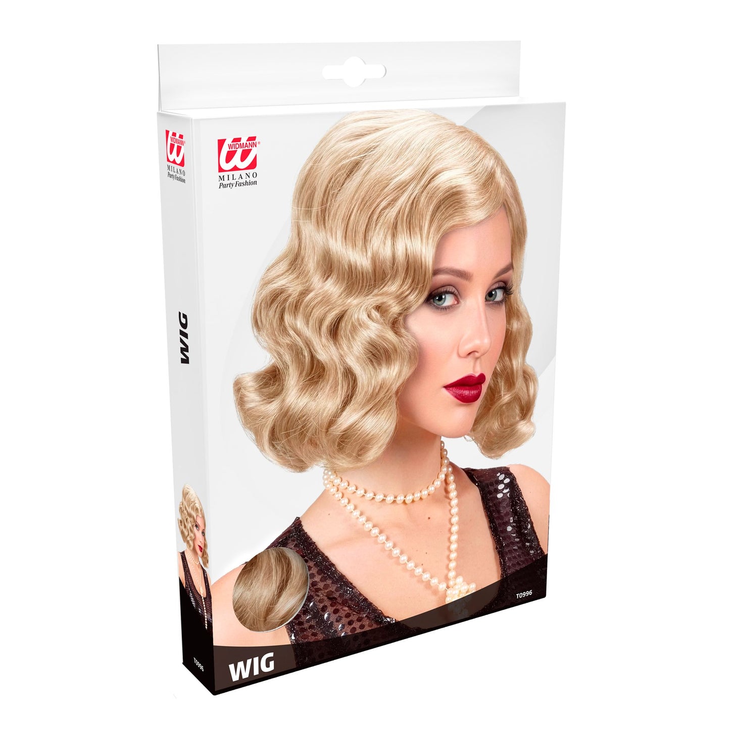 "PERÜCKE GOLDENE 20ger" blond - in Box – Detailansicht