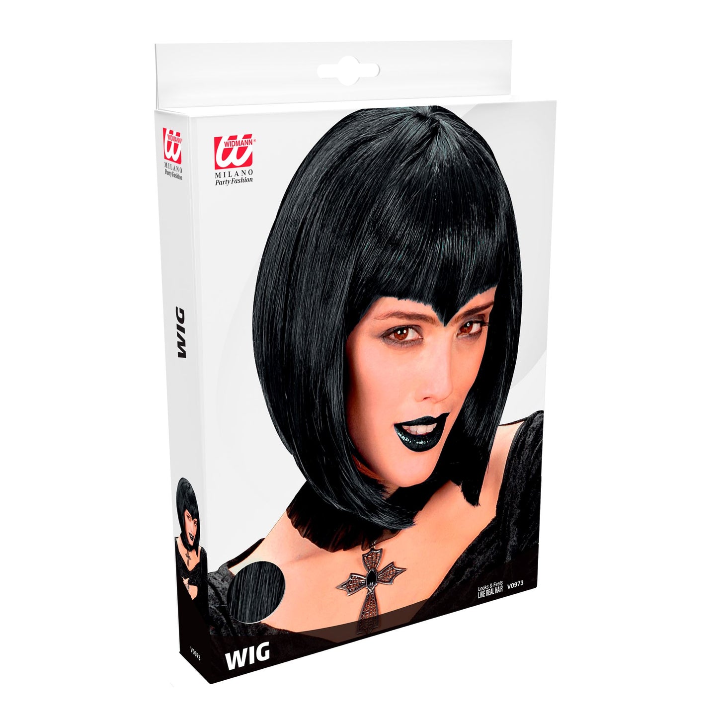 "PERÜCKE GOTHIC VAMP" schwarz - in Box – Detailansicht