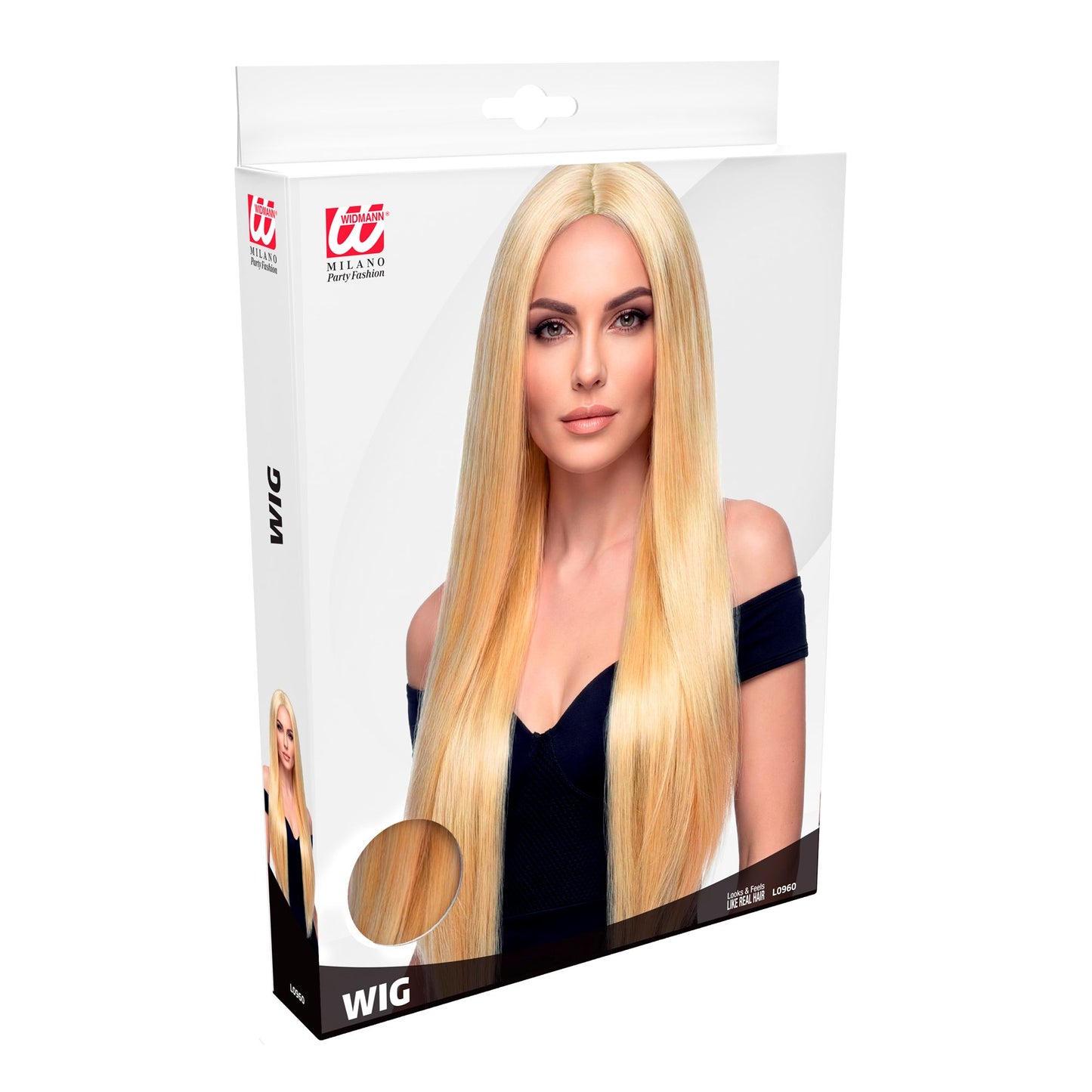 "PERÜCKE SUPERLANG" blond - 75 cm - in Box – Detailansicht
