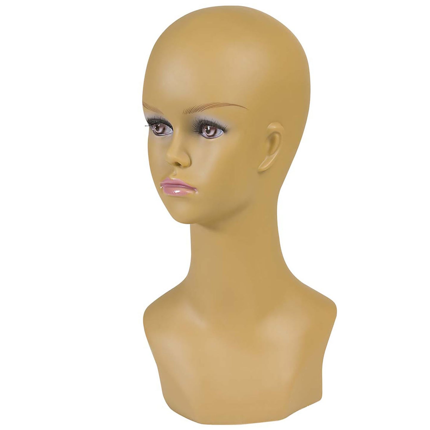 "PERÜCKENKOPF DUNKLE FRAU" 40 cm – Vorderansicht