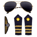 Widmann Piloten Set mit Sonnenbrille, Schulterklappe und Abzeichen – Produktansicht