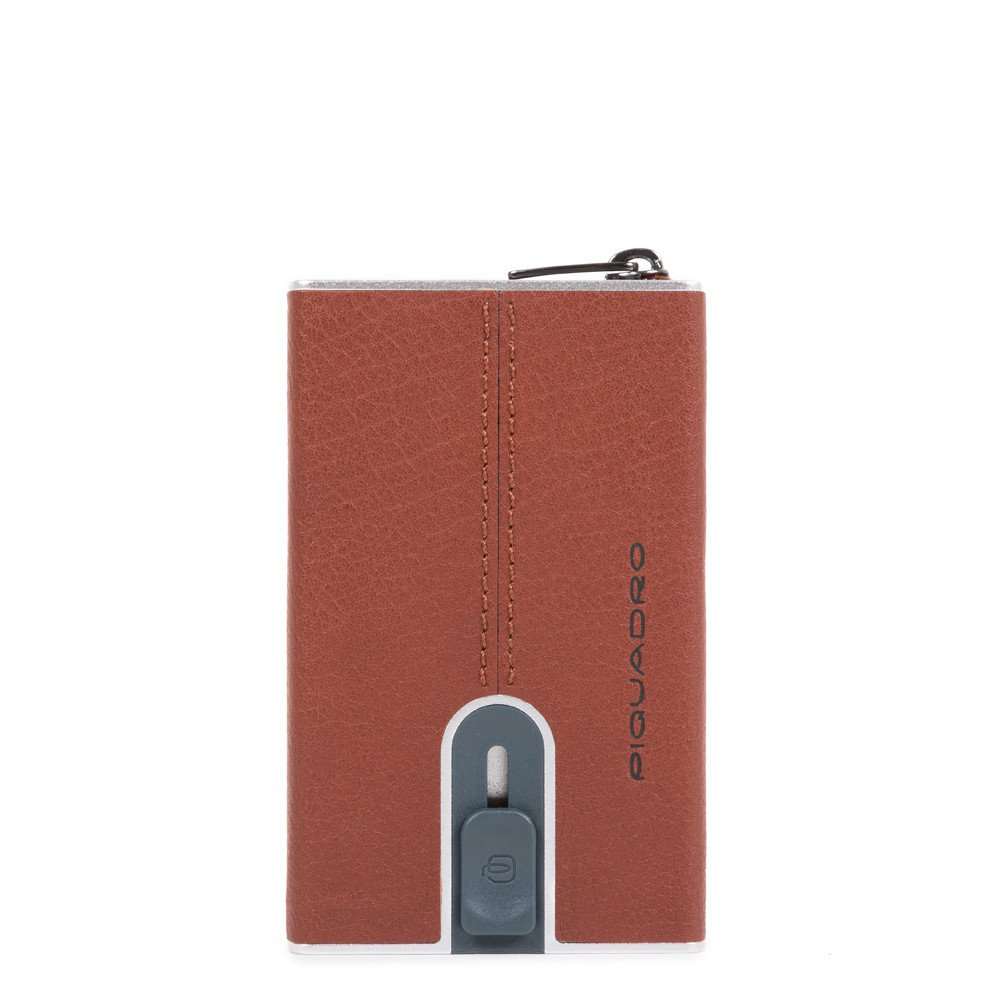 Piquadro Piquadro, Black Square, Leder-Kartenhalter, Quadratisches Schiebesystem, Braun, Unisex Regular