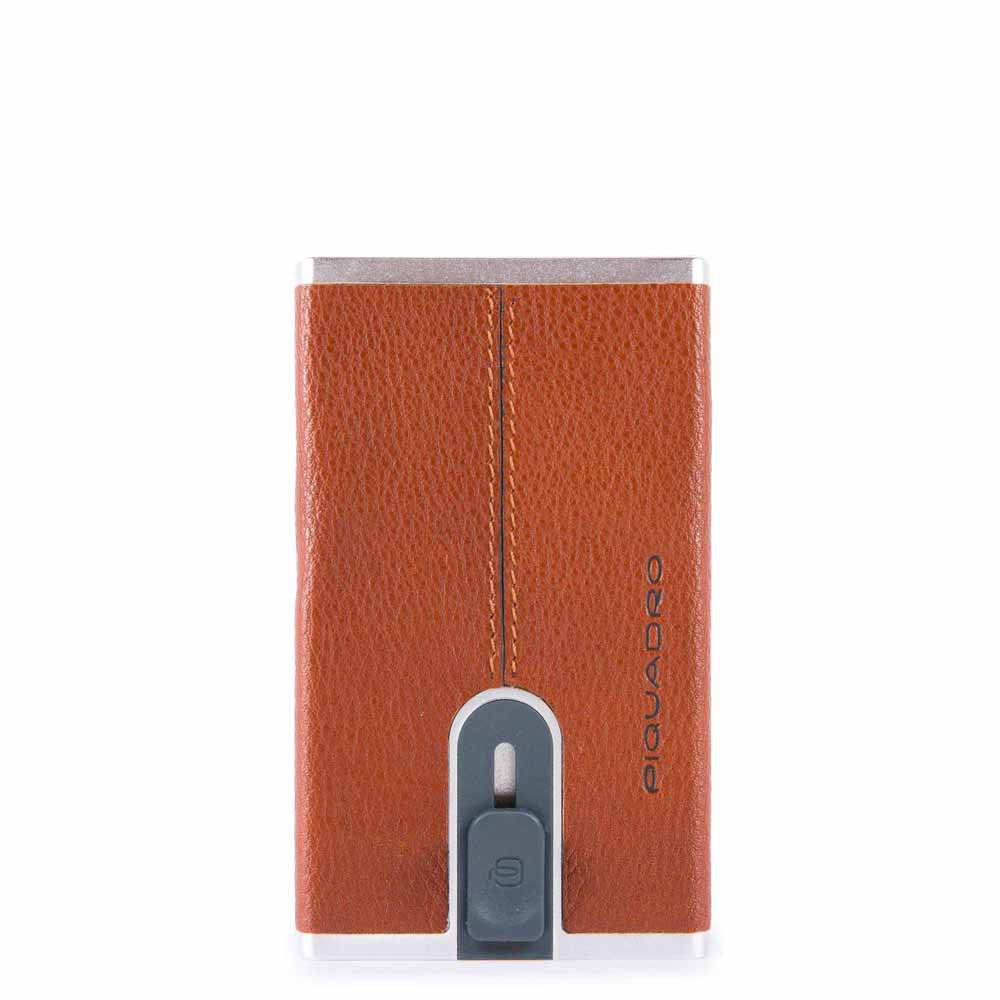Piquadro Piquadro, Piquadro, Leder-Kartenhalter, Quadratisches Schiebesystem, Orange, Unisex Regular