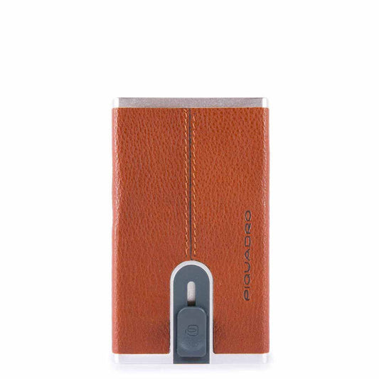 Piquadro Piquadro, Piquadro, Leder-Kartenhalter, Quadratisches Schiebesystem, Orange, Unisex Regular