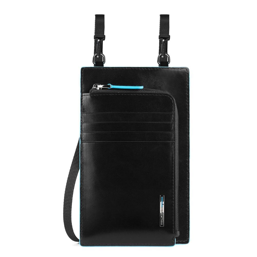 Piquadro Piquadro, Blue Square, Leder-Umhängetasche, Schwarz, 11,5 x 19 x 2 cm, Für Männer Regular