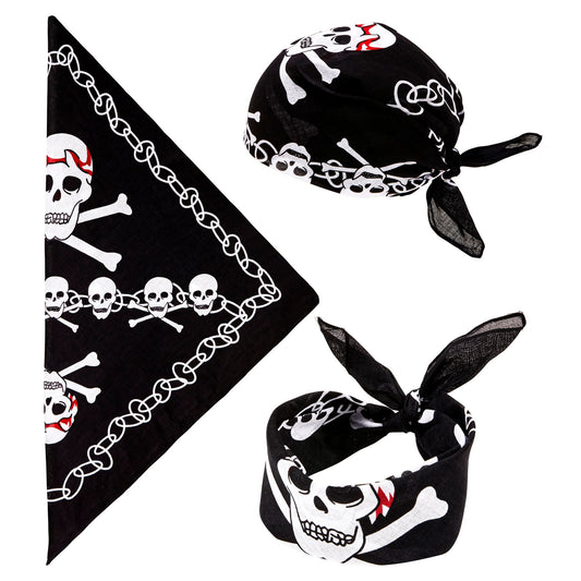 "PIRATE TOTENKOPF BANDANA" 55x55 cm - 100% Baumwolle – Vorderansicht