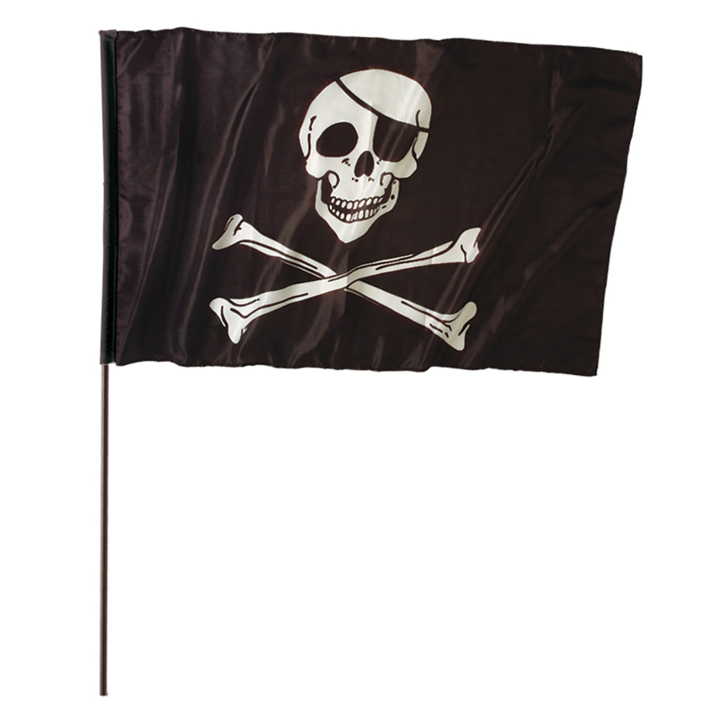 "PIRATENFAHNE (120x70 cm) MIT HALTER (140 cm)" – Vorderansicht