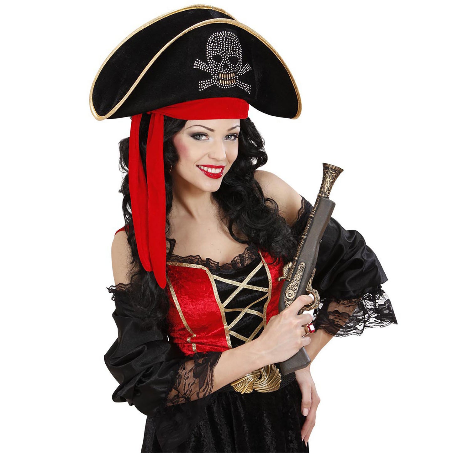 "PIRATENHUT MIT NIETEN SCHÄDEL UND BANDANA" aus Samt – Ansicht 5