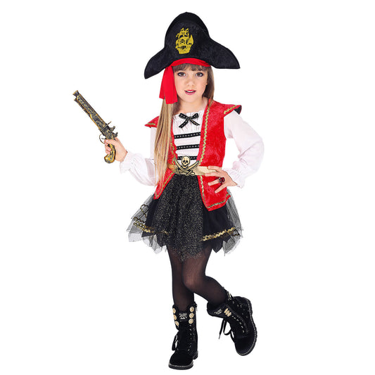 "PIRATENKAPITÄN" (Kleid mit Tutu, Hut mit Bandana) – Vorderansicht