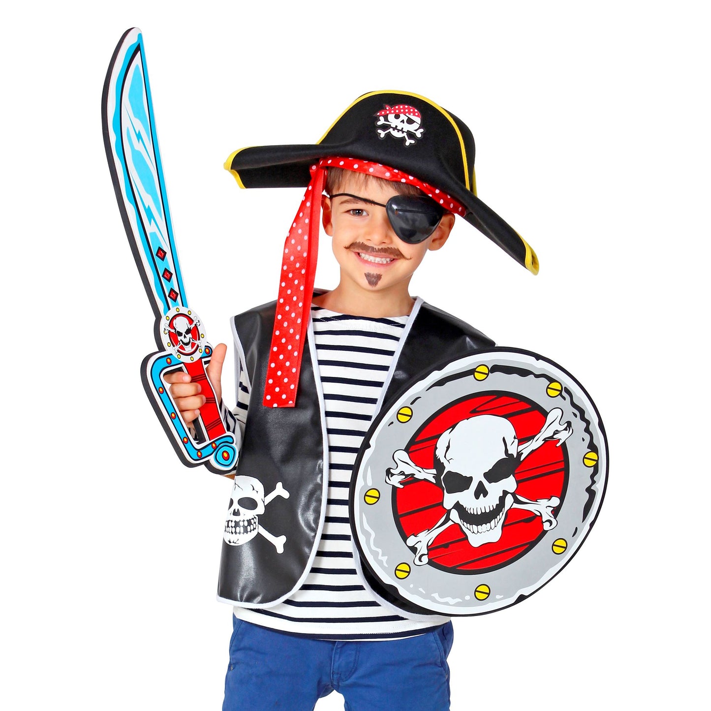 "PIRATENSÄBEL & SCHILD" aus weichem Schaumstoff - Schwert 52 cm, Schild 52 cm – Ansicht 5