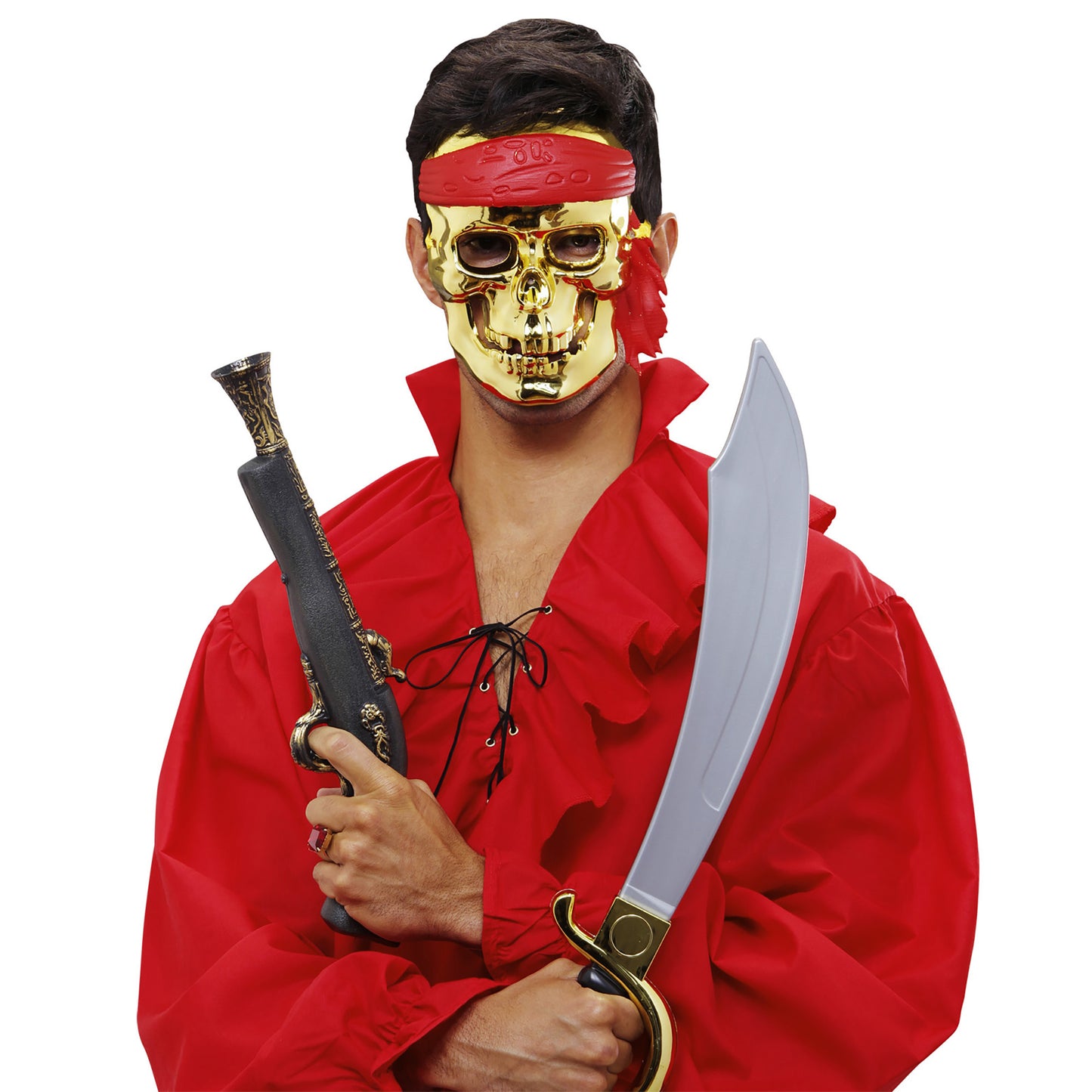 "PIRATENTOTENKOPFMASKE GOLD" – Detailansicht