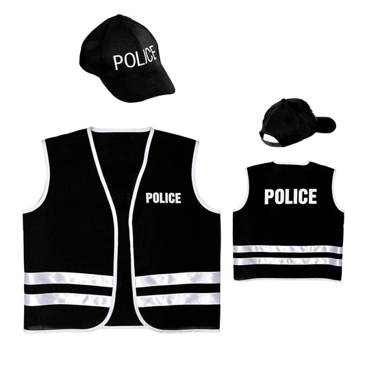 "POLIZIST" (Weste, Basecap) – Vorderansicht