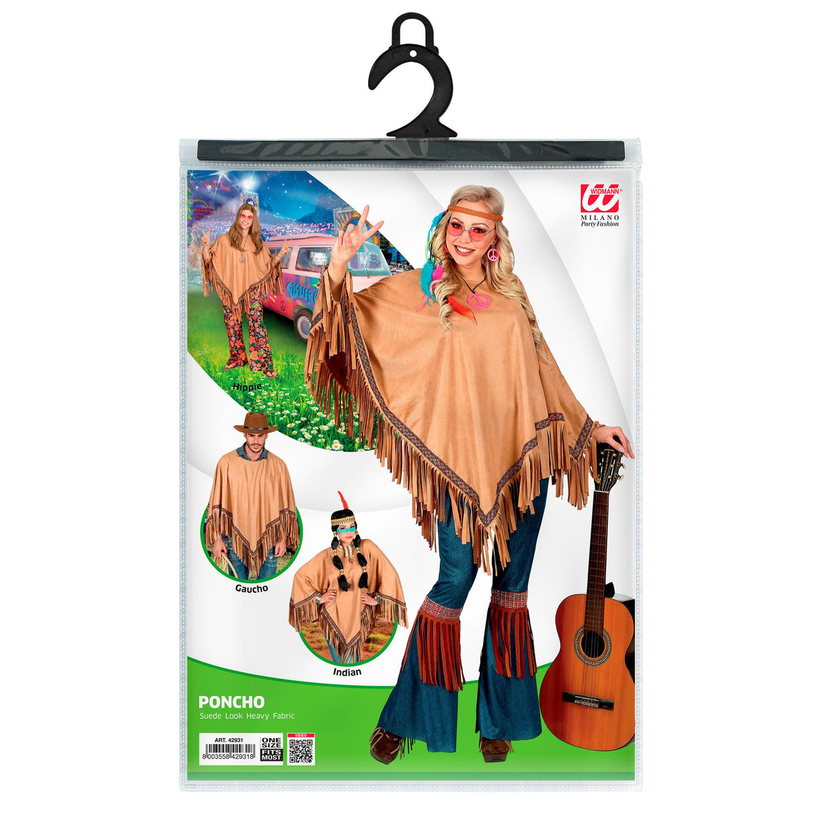 "PONCHO" Wildlederoptik braun – Ansicht 5
