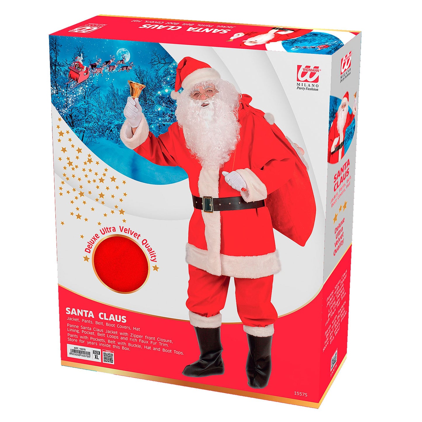 "PROFESSIONELLER WEIHNACHTSMANN" (Jacke, Hose, Gürtel, Stiefelüberzieher und Hut mit Plüschrand) in Schachtel mit Fenster – Ansicht 5