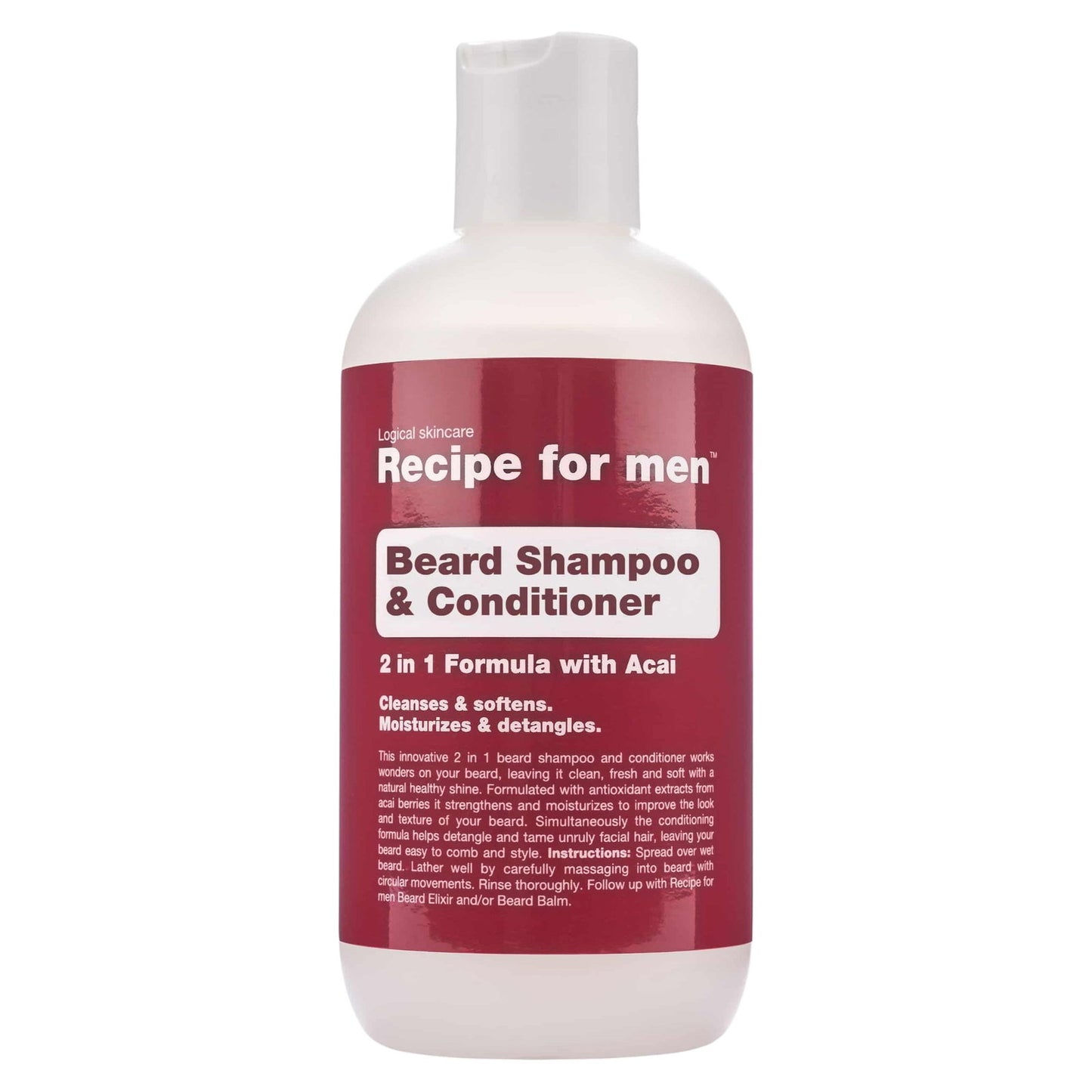 Recipe For Men Recipe For Men, Beard Shampoo & Conditioner, Cleansing and Conditioning, Bartshampoo, Feuchtigkeit, 250 ml Reg