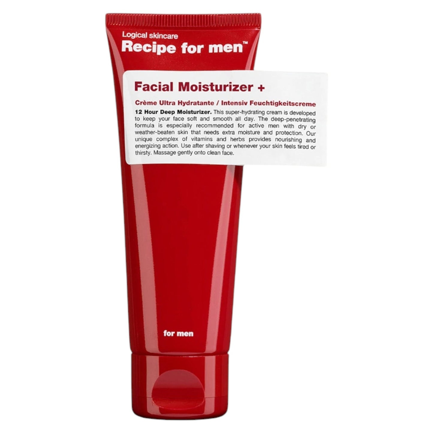 Recipe For Men Recipe For Men, Facial Moisturizer +, Hydratisierend, Sahne, Für das Gesicht, 75 ml Regular