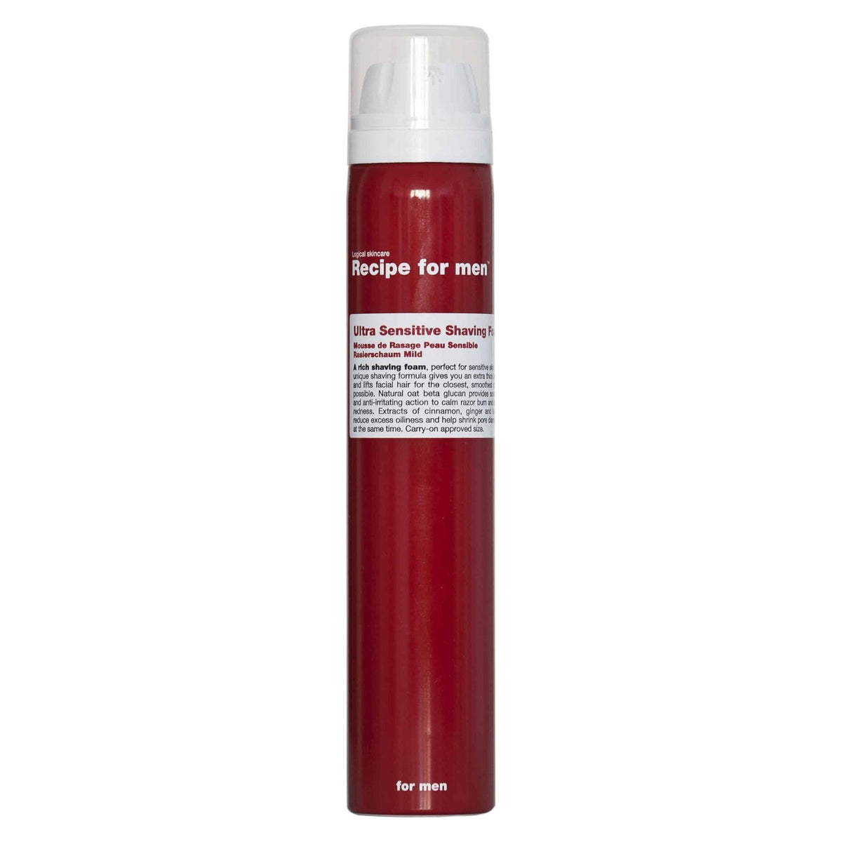 Recipe For Men, Ultra Sensitive Shaving Foam, Energetisierend, Rasierschaum, 100 ml