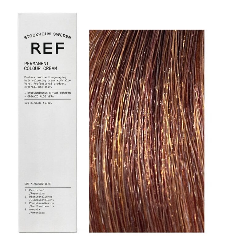 Ref Stockholm, Permanent Colour, Vegan, Permanente Haarfarbe, 7.53 Mahogany Golden Blonde, 100 ml