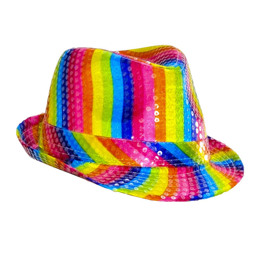 "REGENBOGEN FEDORA PAILLETTEN" – Vorderansicht