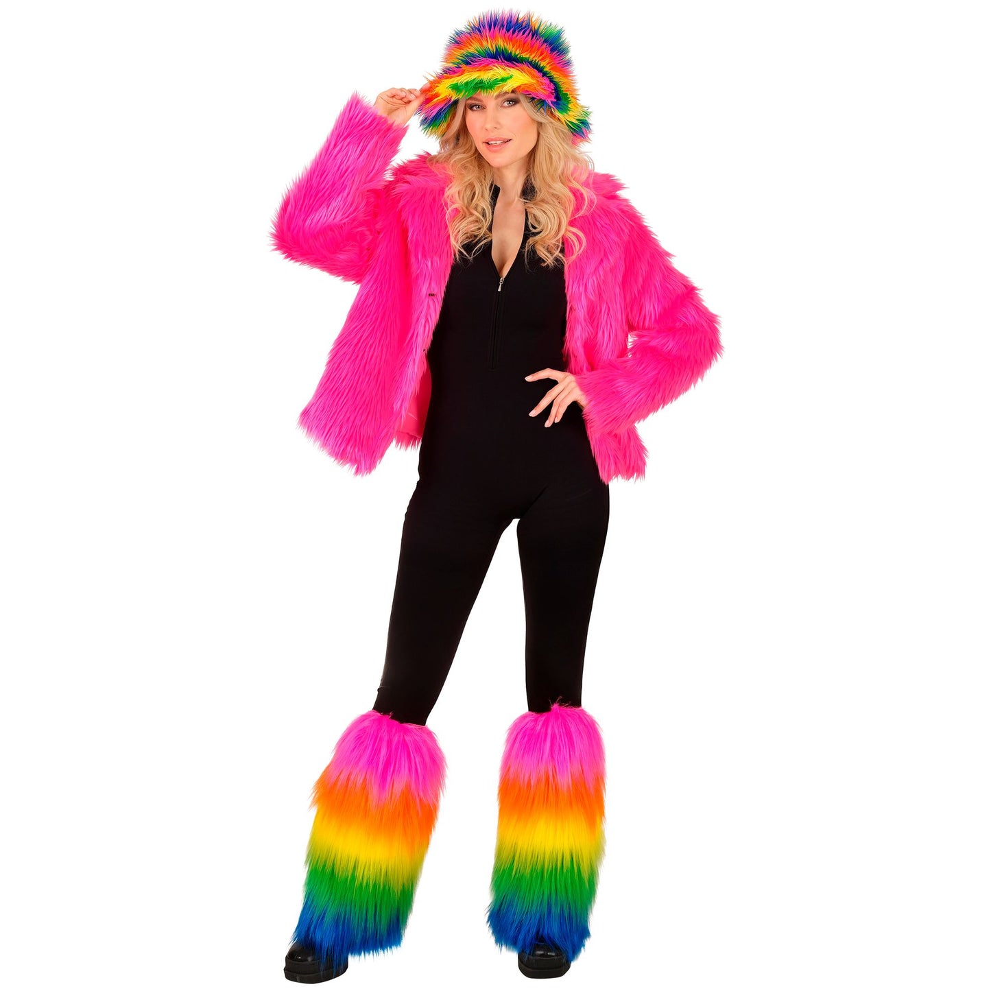 Widmann Regenbogen Plüsch Beinstulpen Legwarmers – Rückansicht