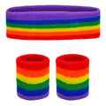 "REGENBOGEN SCHWEIßBÄNDER" (Stirnband und 2 Armbänder) – Vorderansicht