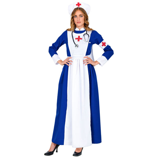 "RETRO KRANKENSCHWESTER" (Kleid, Haube, Armbinde) – Vorderansicht