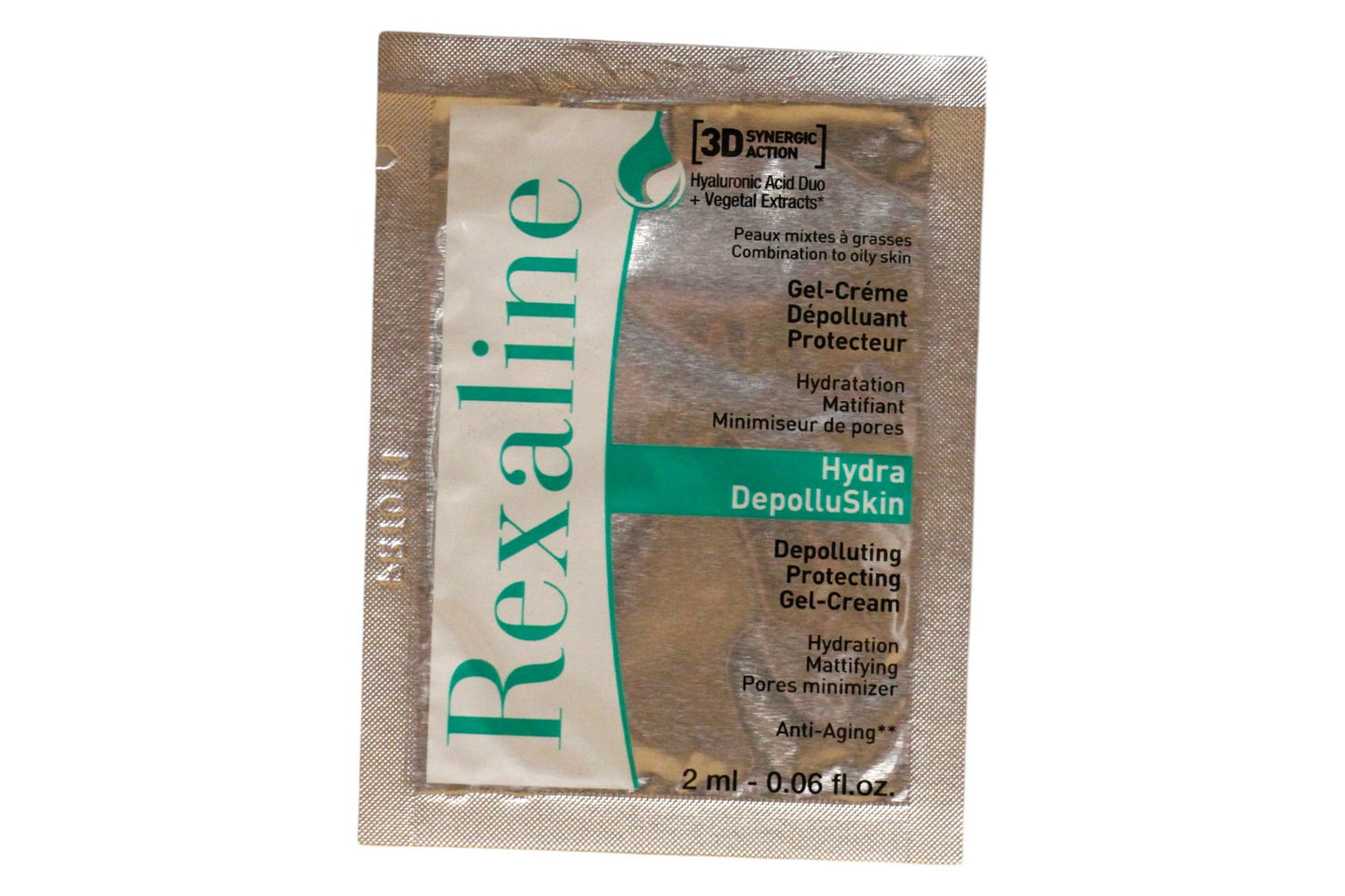 Rexaline Gel-Creme Rexaline, 3D Hydra-Depolluskin, Hyaluronsäure, Antiverschmutzung, Gelcreme, Für das Gesicht, 2 ml *Muster
