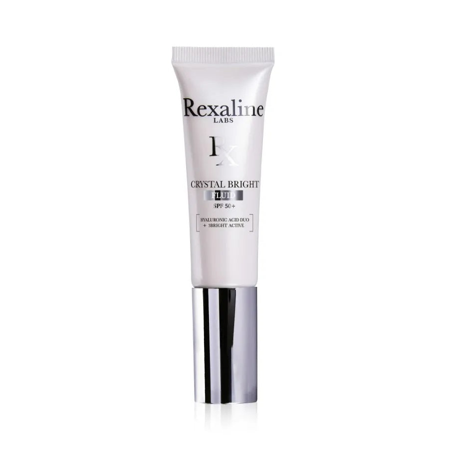 Rexaline, Crystal Bright, Hyaluronsäure + 3 helle Wirkstoffe, Erleuchtend, Flüssigkeit, Für das Gesicht, SPF 50+, 30 ml *Tester