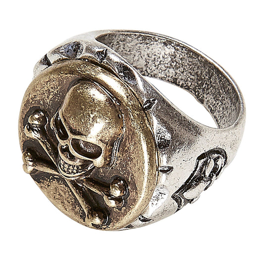 "RING MIT TOTENKOPF UND GEKREUZTENKNOCHEN" – Vorderansicht
