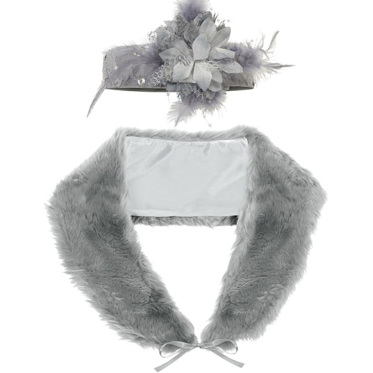 "ROARING 20s FLAPPER" (Stola aus Kunstpelz, Kopfschmuck mit Pailletten & Federn) – Vorderansicht