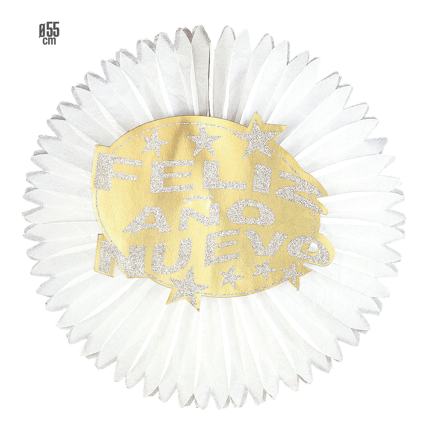 "ROSETTE FELIZ AÑO NUEVO " Ø 55 cm - sort. gold und silber – Vorderansicht